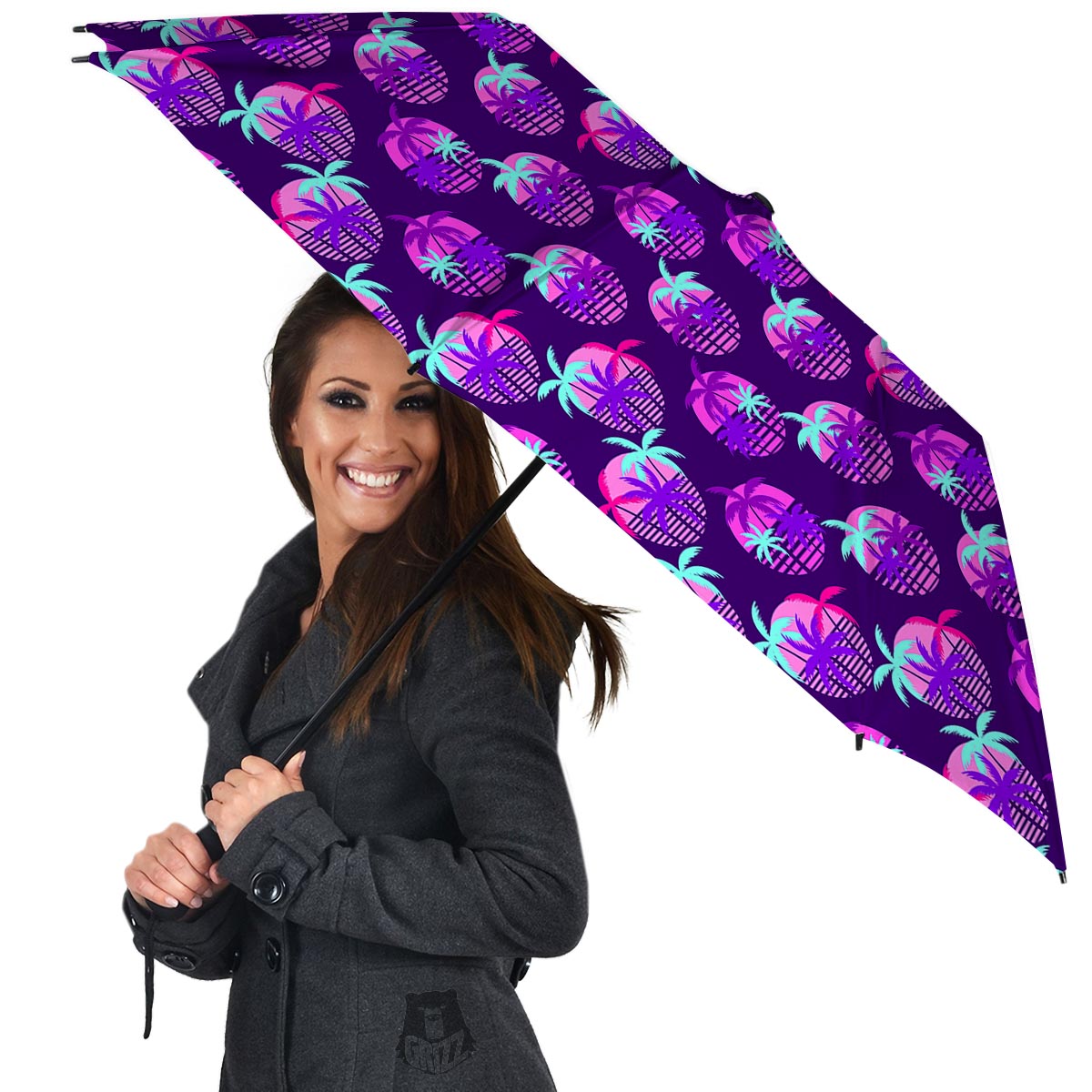 Retrowave Sunset Palm Tree Print Pattern Umbrella-grizzshop