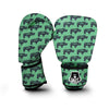 Rhino Hand Drawn Green Print Pattern Boxing Gloves-grizzshop