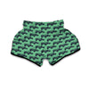 Rhino Hand Drawn Green Print Pattern Muay Thai Boxing Shorts-grizzshop