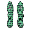 Rhino Hand Drawn Green Print Pattern Muay Thai Shin Guards-grizzshop