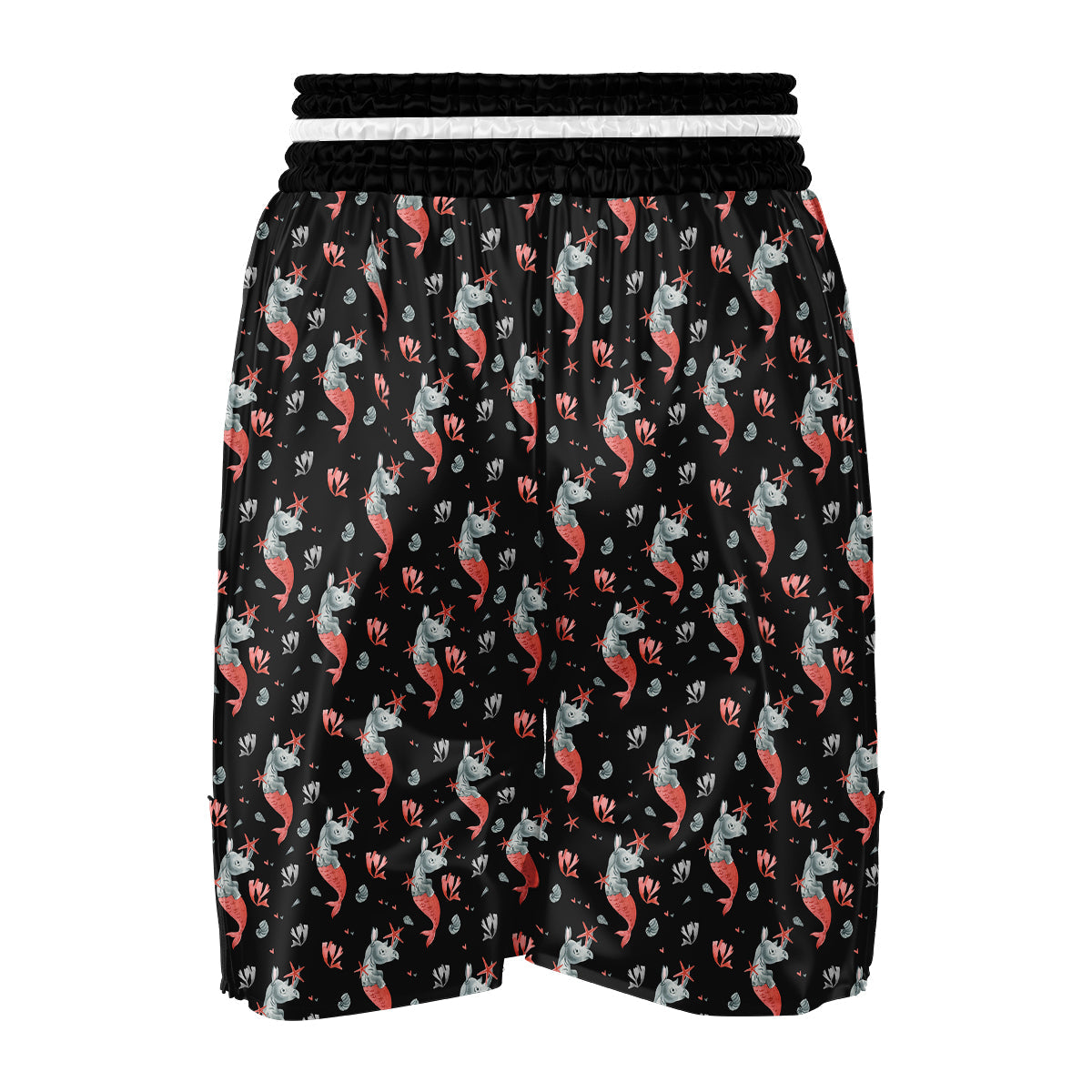 Rhino Mermaid Print Pattern Boxing Shorts-grizzshop