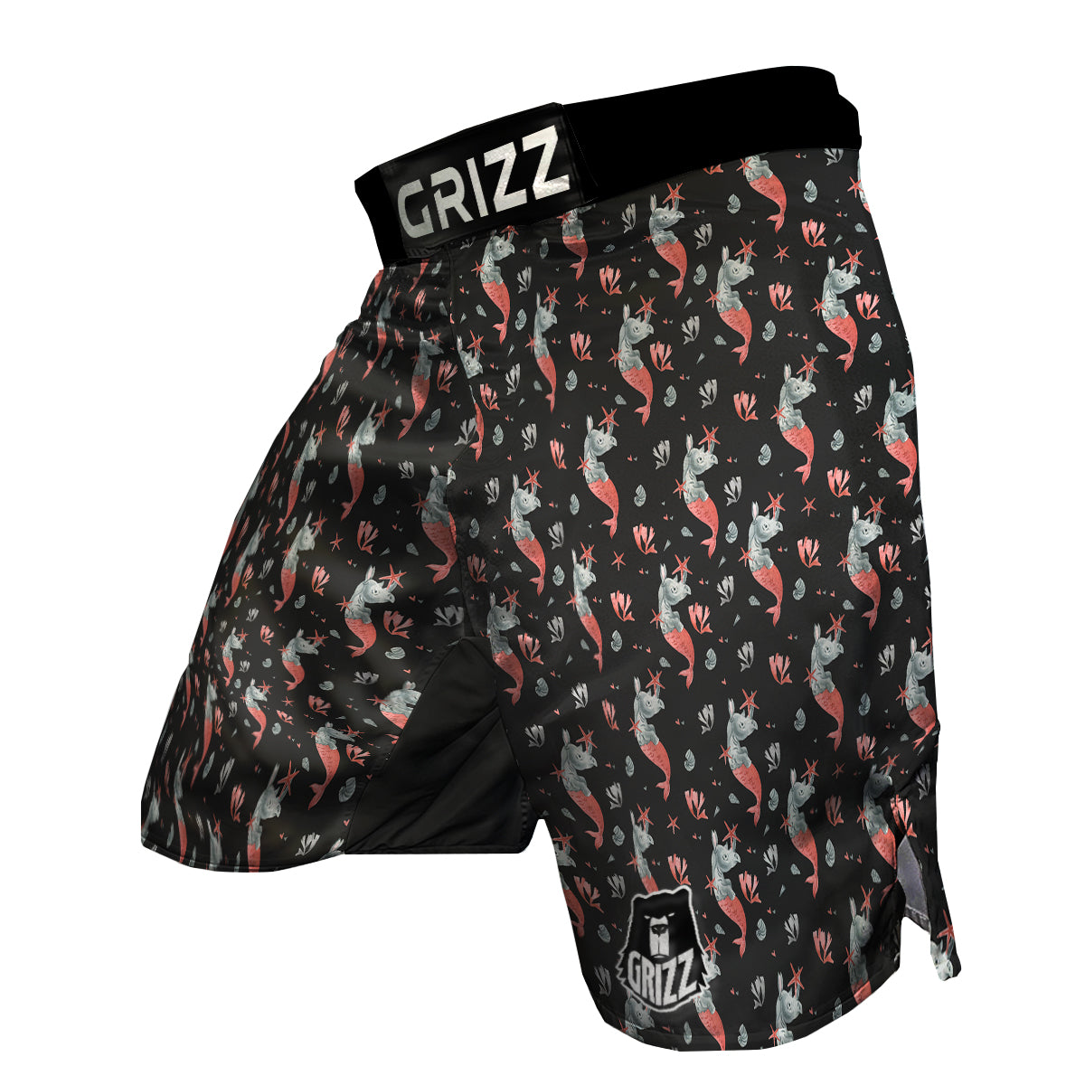 Rhino Mermaid Print Pattern MMA Shorts-grizzshop