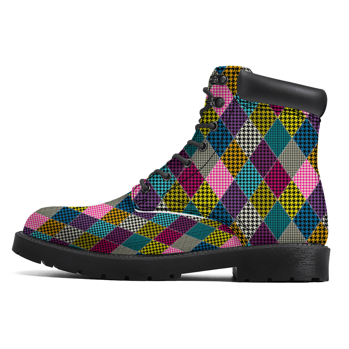 Rhombuses Houndstooth Colorful Print Pattern Boots-grizzshop