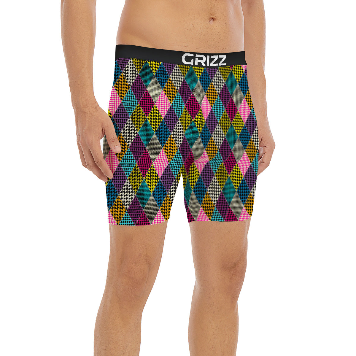 Rhombuses Houndstooth Colorful Print Pattern Boxer Briefs-grizzshop