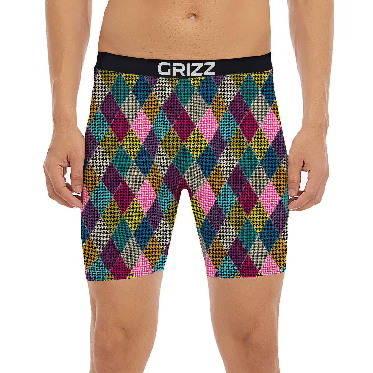 Rhombuses Houndstooth Colorful Print Pattern Boxer Briefs-grizzshop