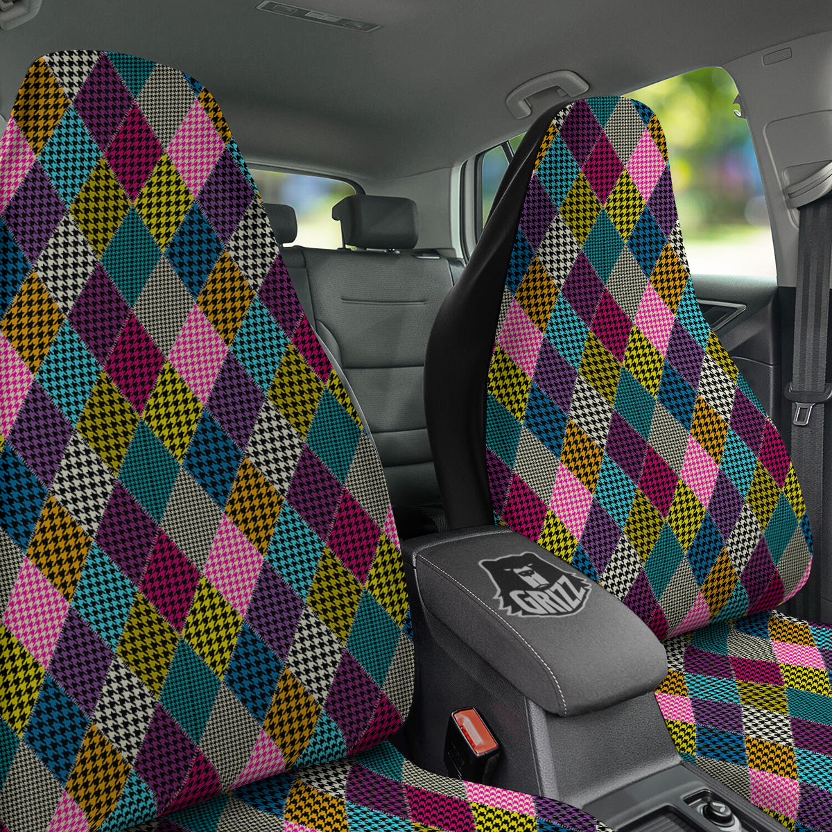 Rhombuses Houndstooth Colorful Print Pattern Car Seat Covers-grizzshop