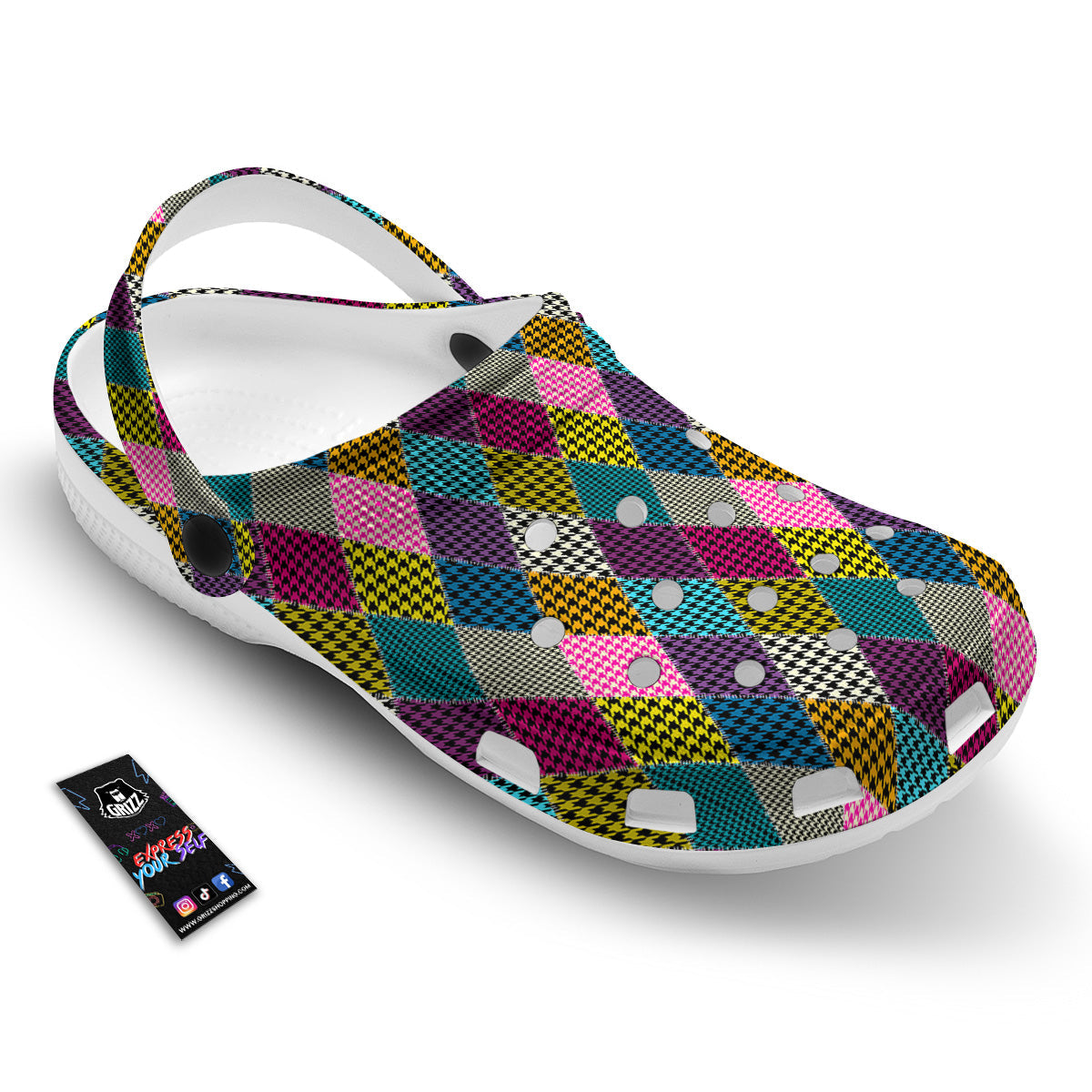 Rhombuses Houndstooth Colorful Print Pattern Clog-grizzshop