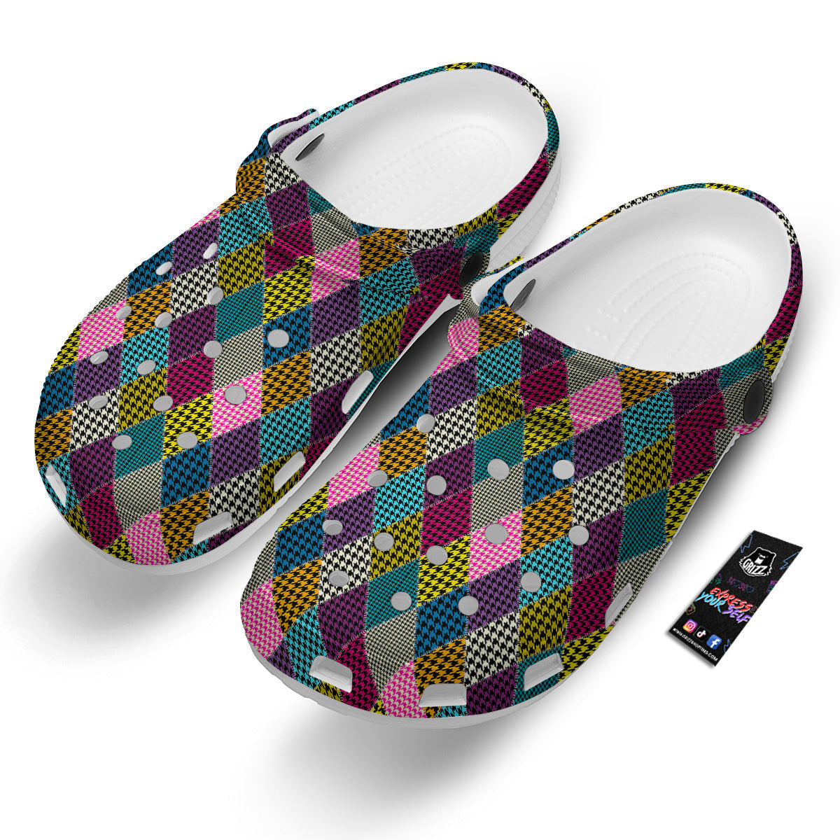 Rhombuses Houndstooth Colorful Print Pattern Clog-grizzshop