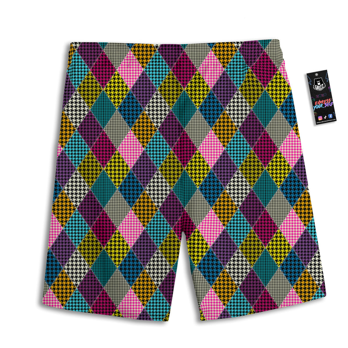 Rhombuses Houndstooth Colorful Print Pattern Men's Athletic Shorts