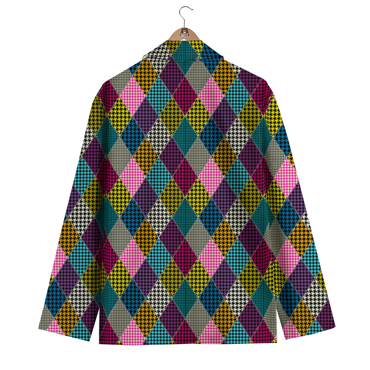Rhombuses Houndstooth Colorful Print Pattern Men's Blazer-grizzshop