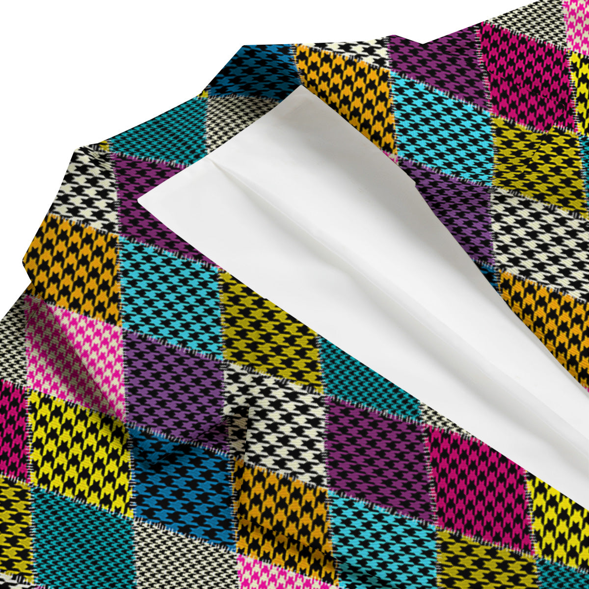 Rhombuses Houndstooth Colorful Print Pattern Men's Blazer-grizzshop