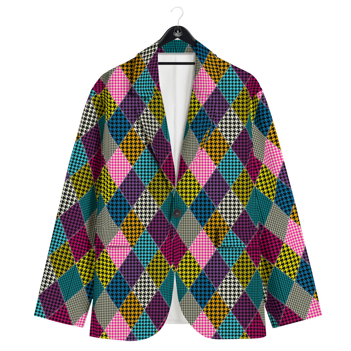 Rhombuses Houndstooth Colorful Print Pattern Men's Sport Coat-grizzshop