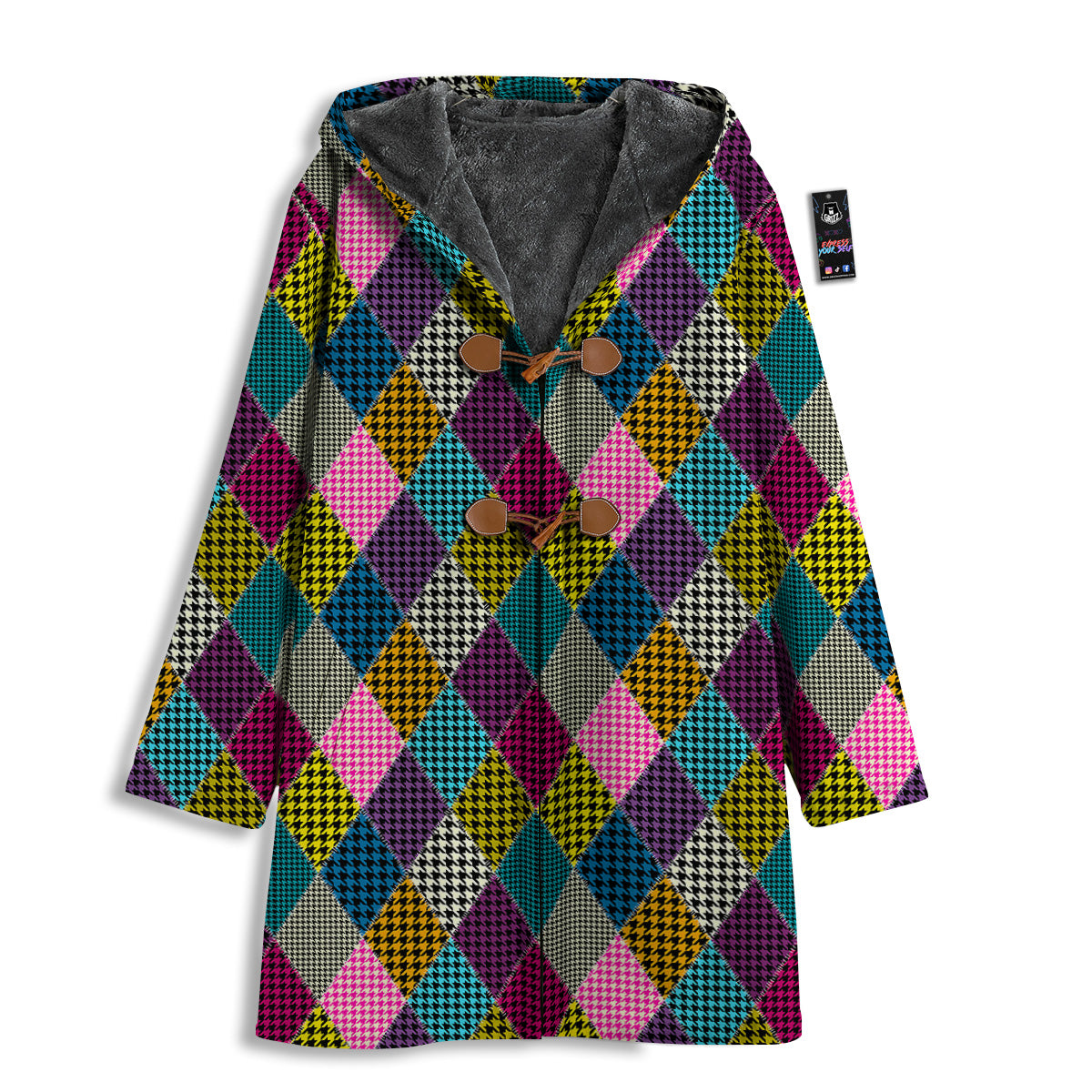 Rhombuses Houndstooth Colorful Print Pattern Men's Windbreaker Jacket-grizzshop