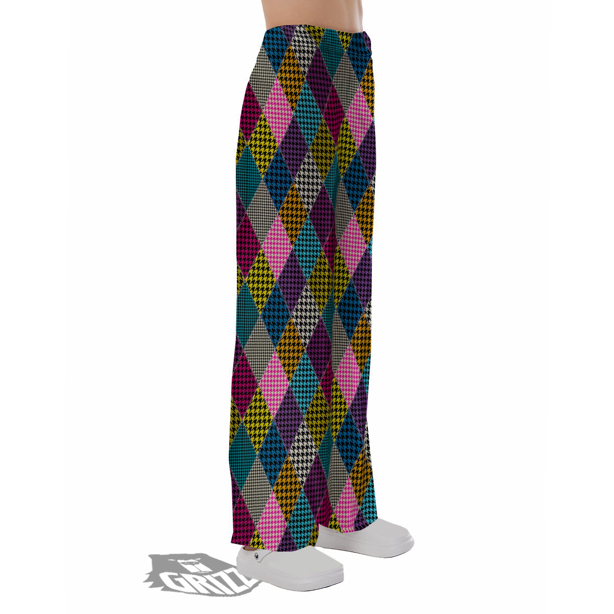 Rhombuses Houndstooth Colorful Print Pattern Pajama Pants-grizzshop