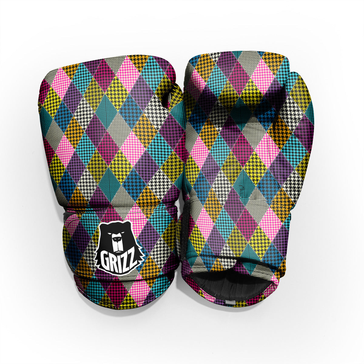 Rhombuses Houndstooth Colorful Print Pattern Pro Boxing Glove