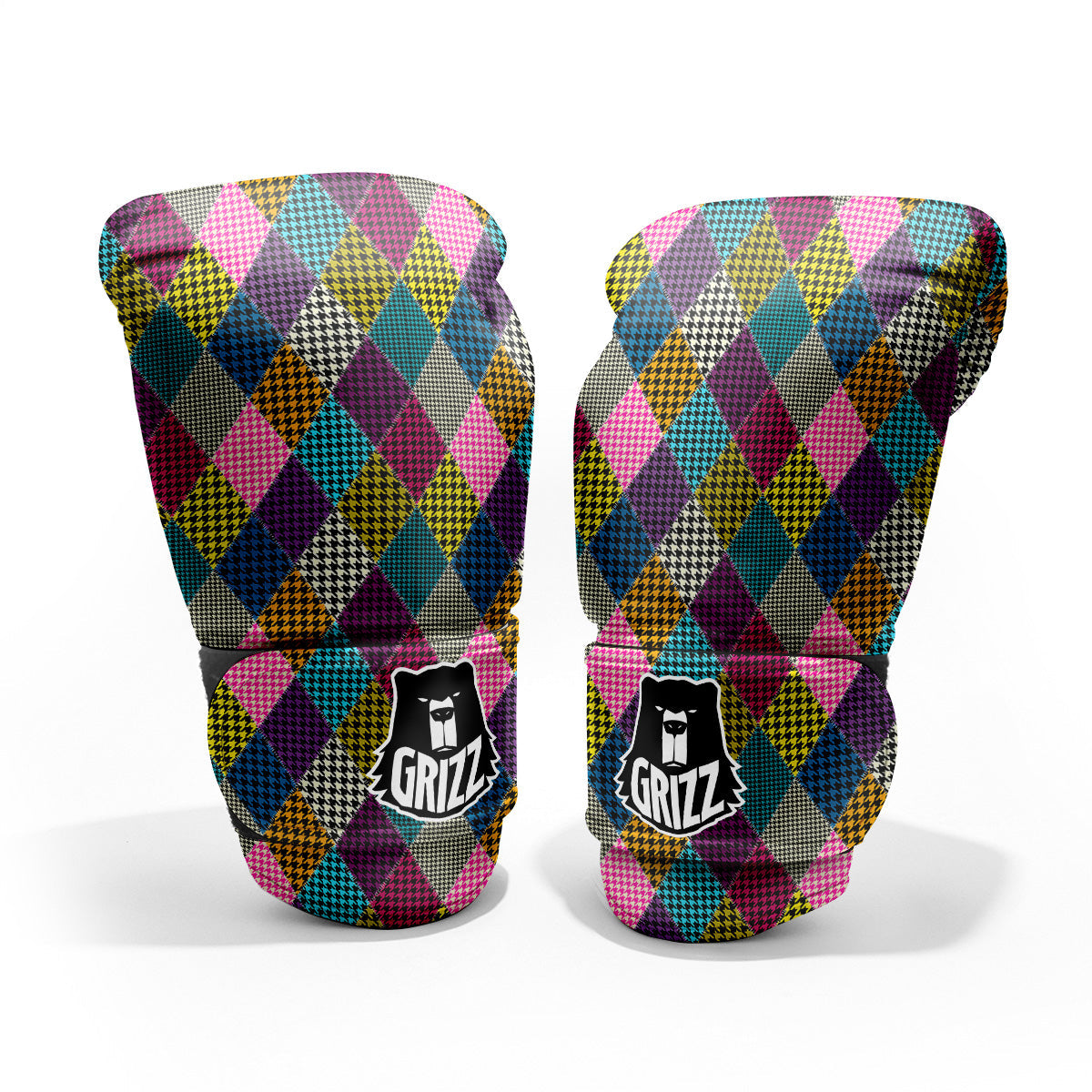 Rhombuses Houndstooth Colorful Print Pattern Pro Boxing Glove