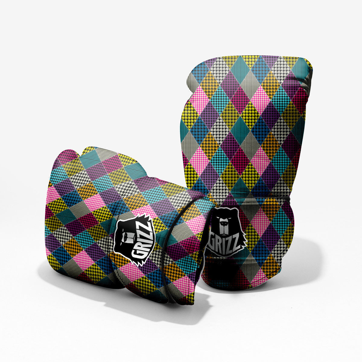 Rhombuses Houndstooth Colorful Print Pattern Pro Boxing Glove