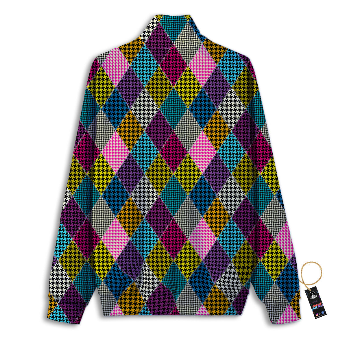 Rhombuses Houndstooth Colorful Print Pattern Track Jacket-grizzshop