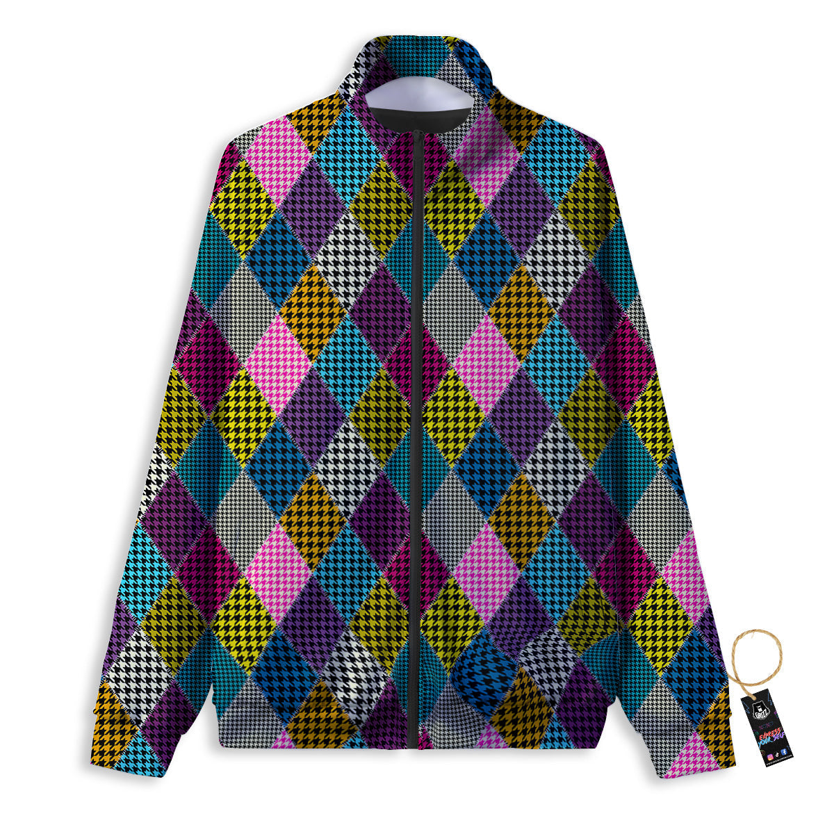 Rhombuses Houndstooth Colorful Print Pattern Track Jacket-grizzshop