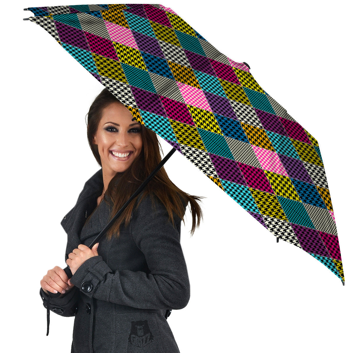 Rhombuses Houndstooth Colorful Print Pattern Umbrella-grizzshop