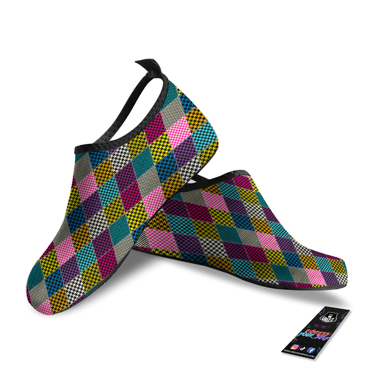 Rhombuses Houndstooth Colorful Print Pattern Water Shoes-grizzshop