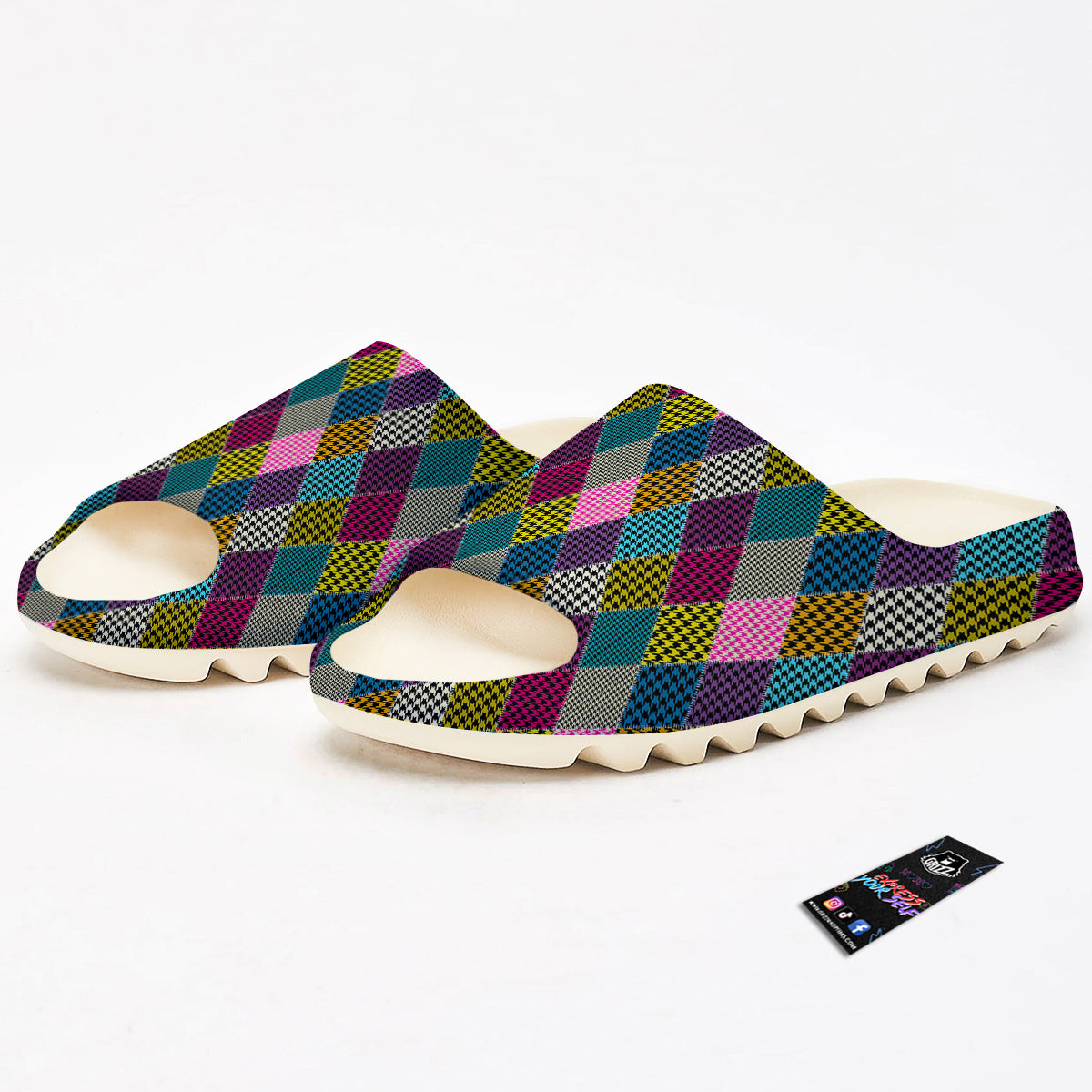 Rhombuses Houndstooth Colorful Print Pattern Sandals-grizzshop