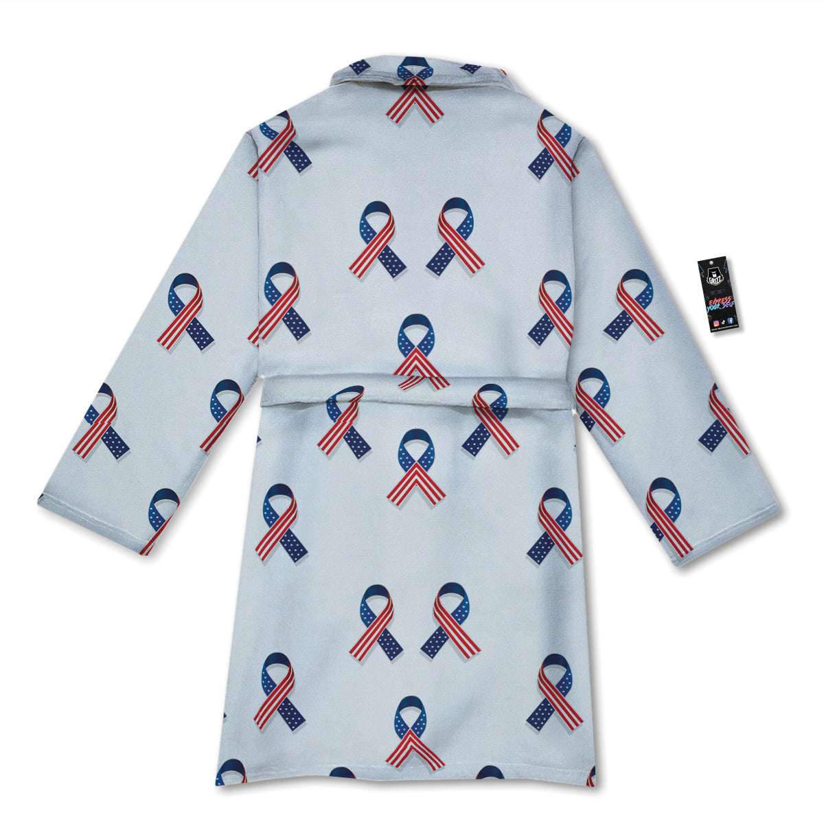 Ribbon American Flag Print Pattern Bathrobe-grizzshop