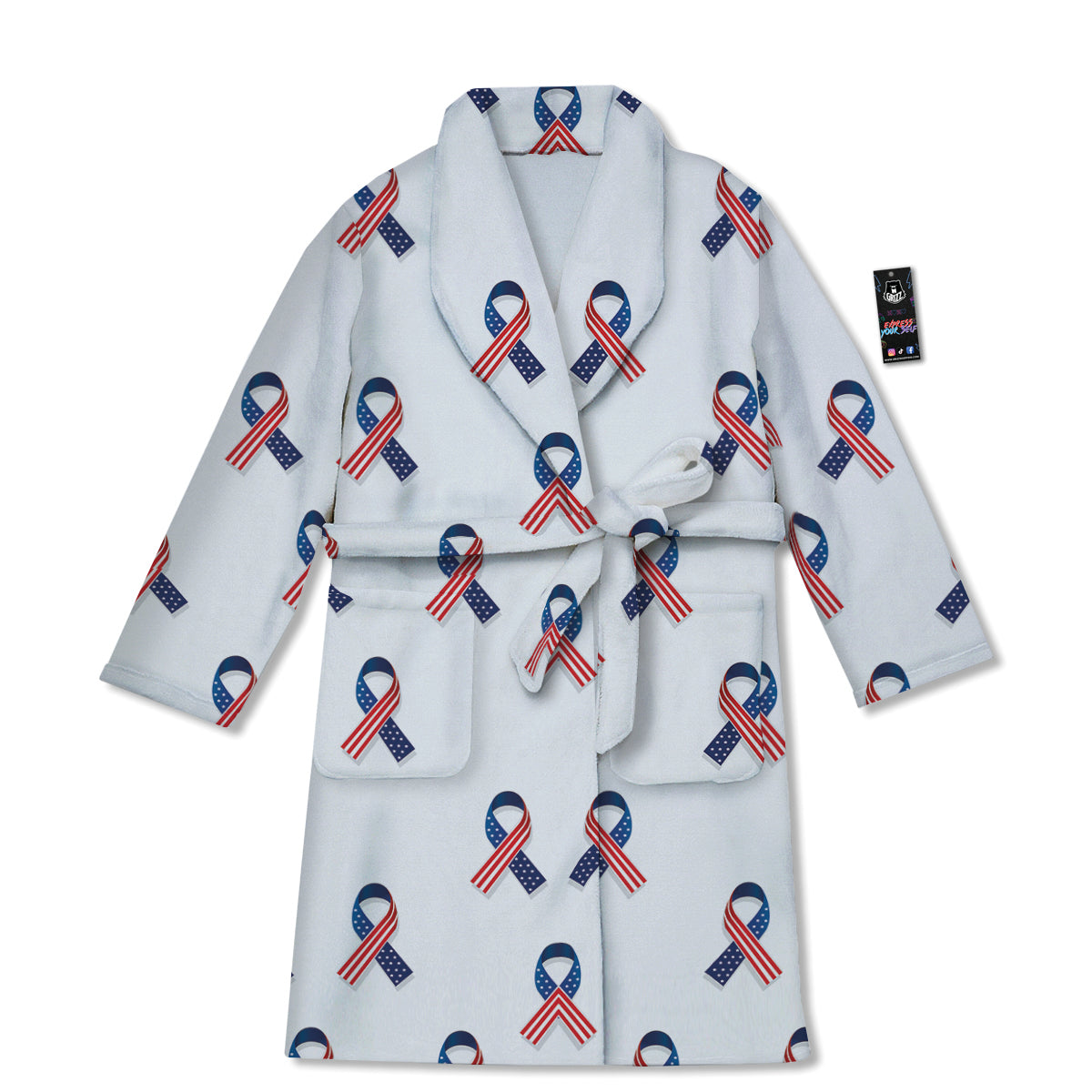 Ribbon American Flag Print Pattern Bathrobe-grizzshop