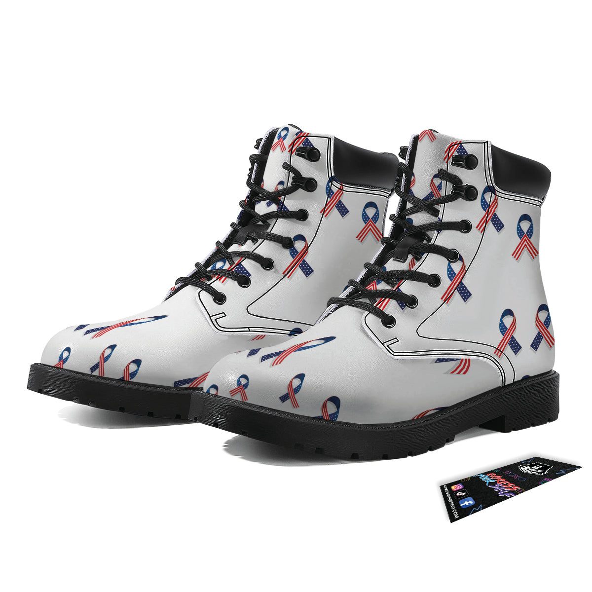 Ribbon American Flag Print Pattern Boots-grizzshop