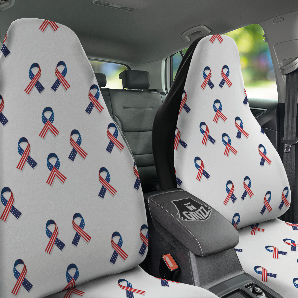 Ribbon American Flag Print Pattern Car Seat Covers-grizzshop