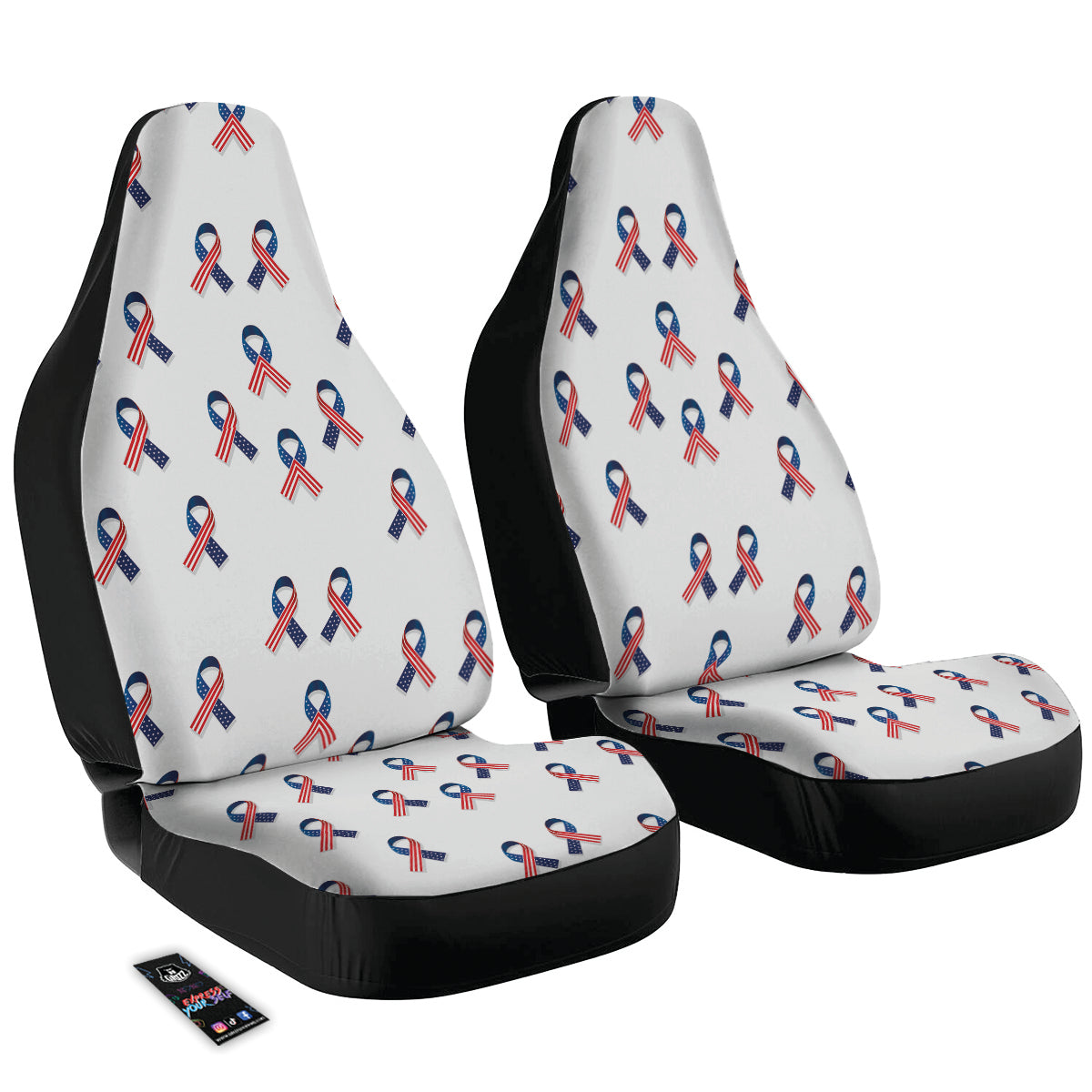 Ribbon American Flag Print Pattern Car Seat Covers-grizzshop