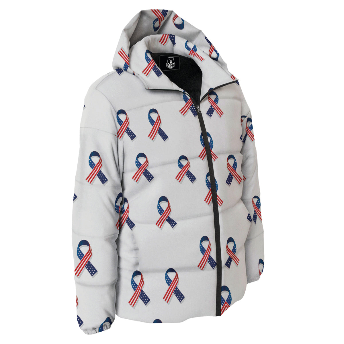 Ribbon American Flag Print Pattern Down Jacket-grizzshop