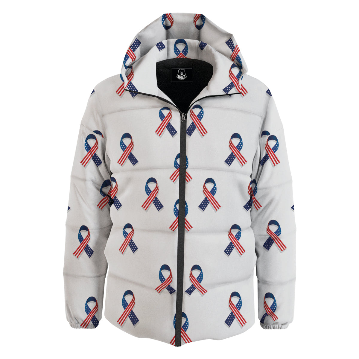Ribbon American Flag Print Pattern Down Jacket-grizzshop