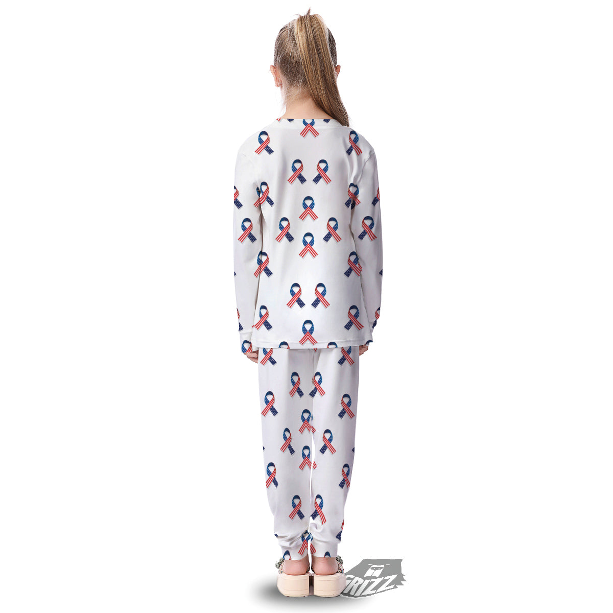 Ribbon American Flag Print Pattern Kid's Pajamas-grizzshop
