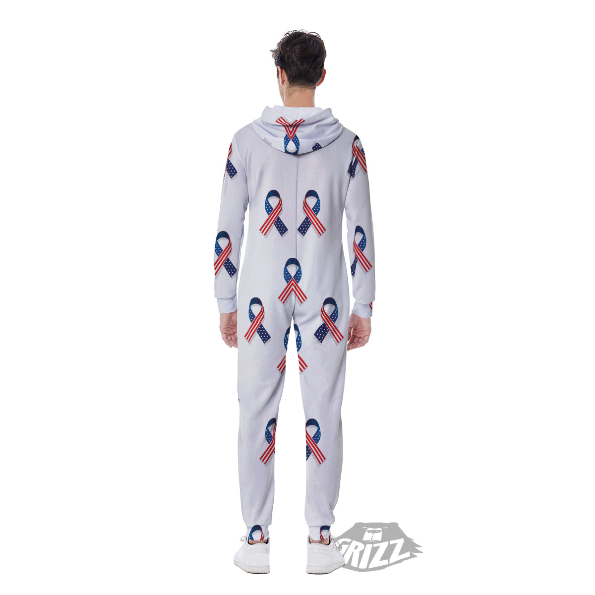 Ribbon American Flag Print Pattern Men's Jumpsuit-grizzshop