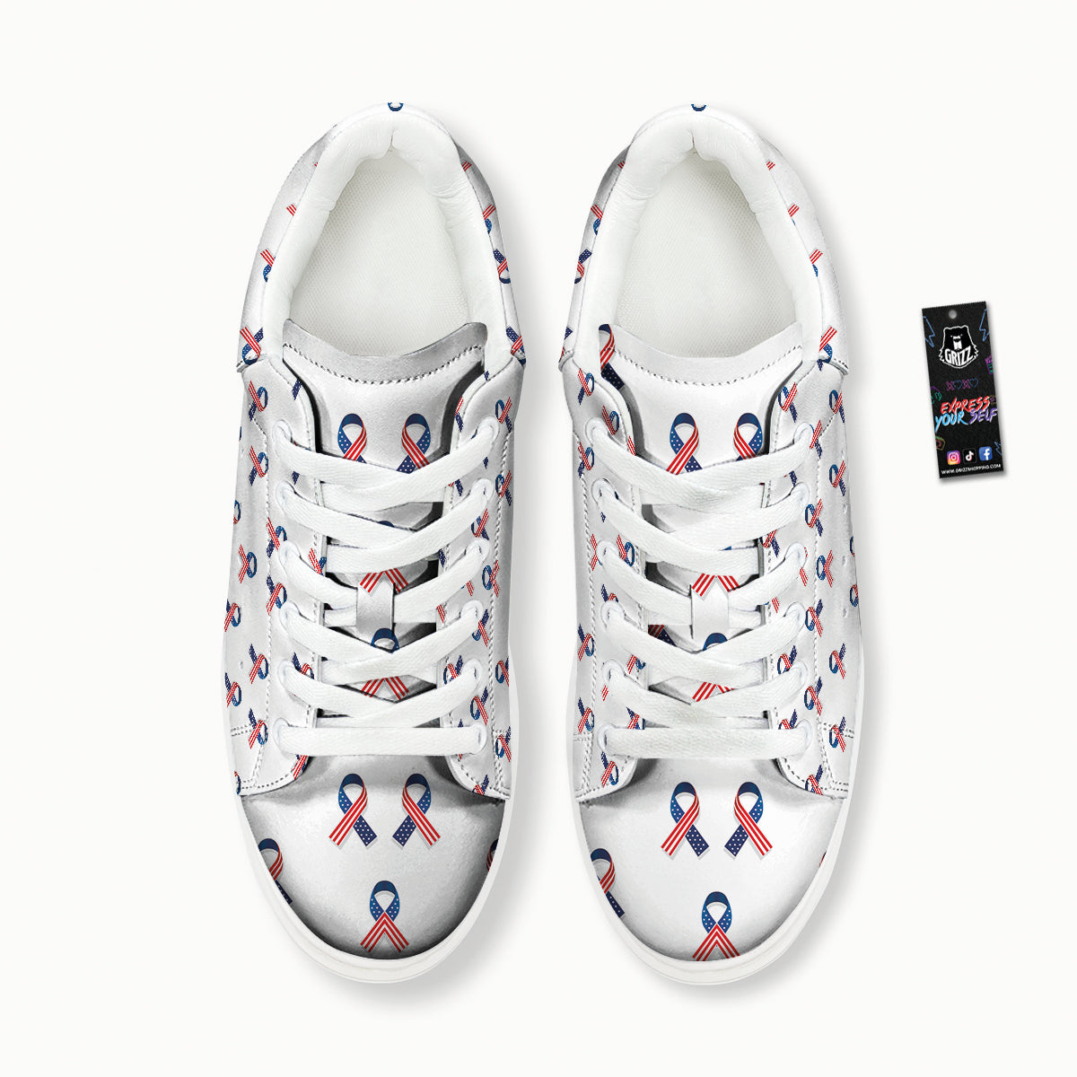 Ribbon American Flag Print Pattern Platform Shoes-grizzshop
