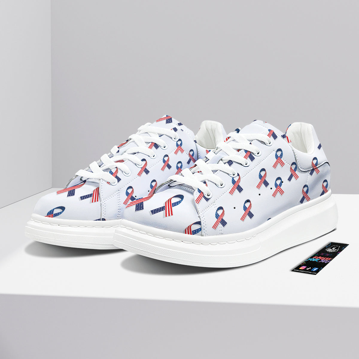 Ribbon American Flag Print Pattern Platform Shoes-grizzshop