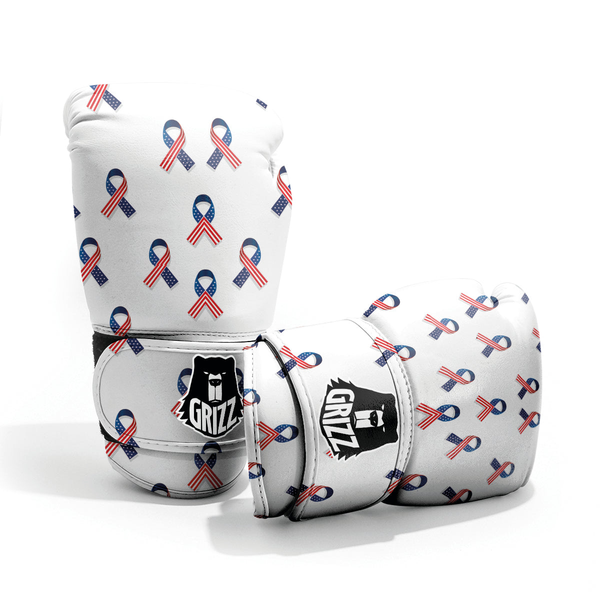 Ribbon American Flag Print Pattern Pro Boxing Glove