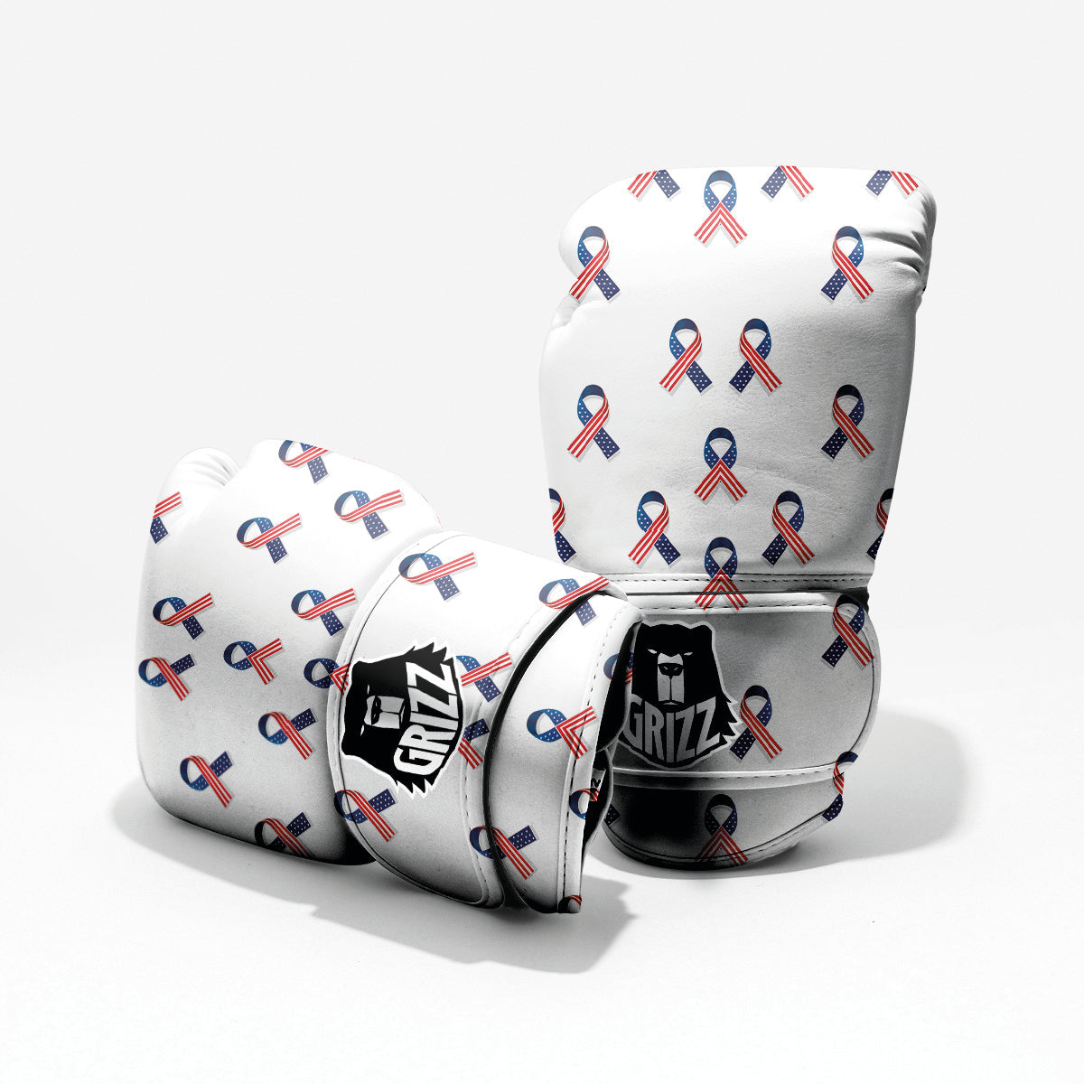 Ribbon American Flag Print Pattern Pro Boxing Glove