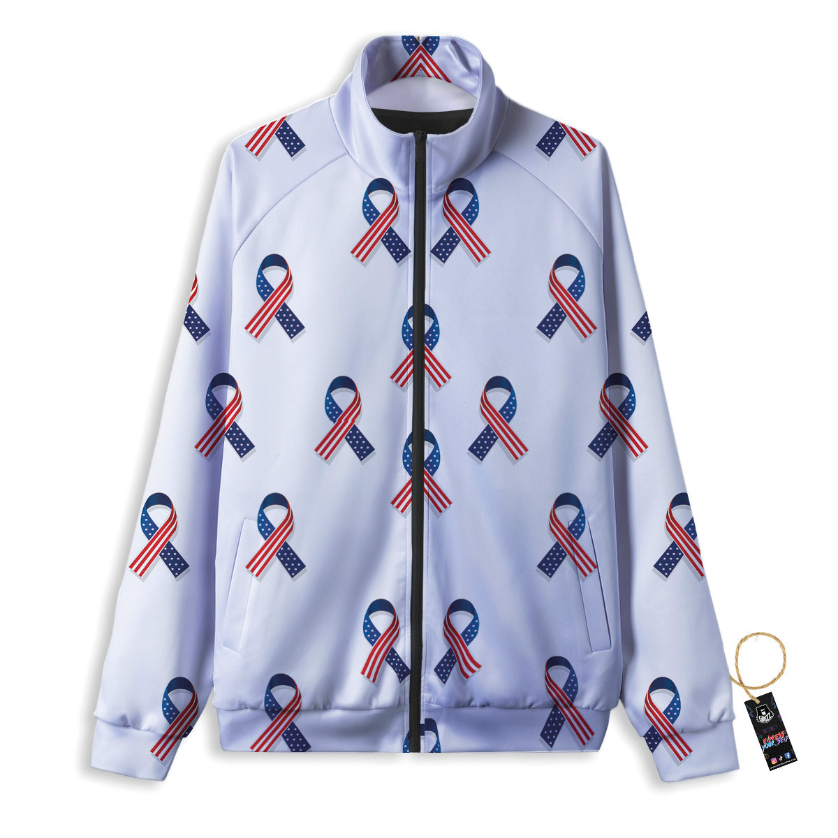 Ribbon American Flag Print Pattern Track Jacket-grizzshop