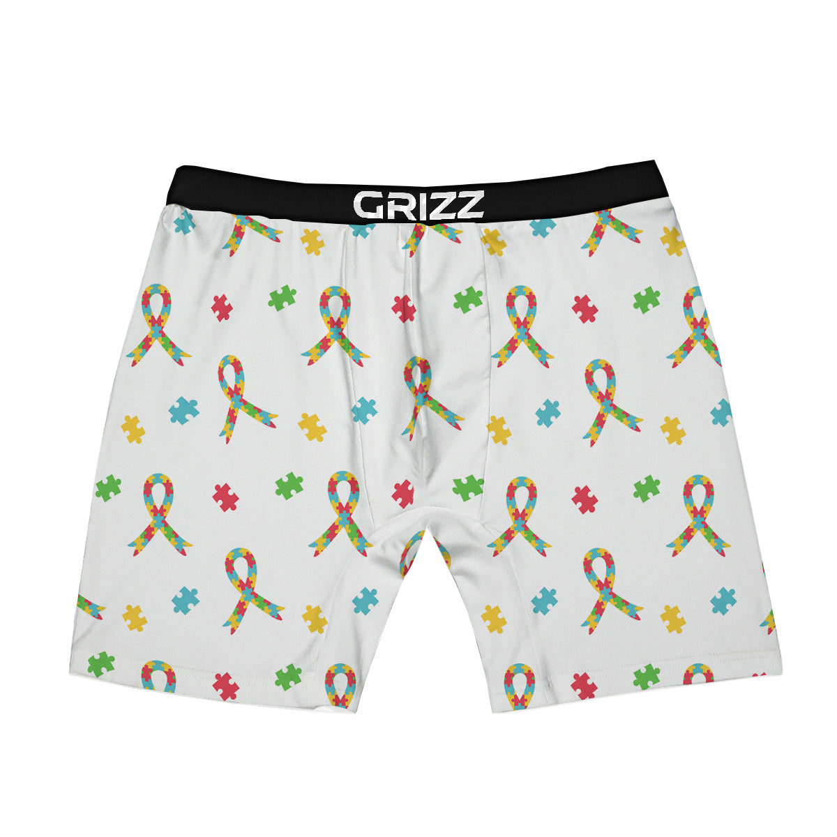 Ribbon Autism Awareness Print Pattern Boxer Briefs-grizzshop