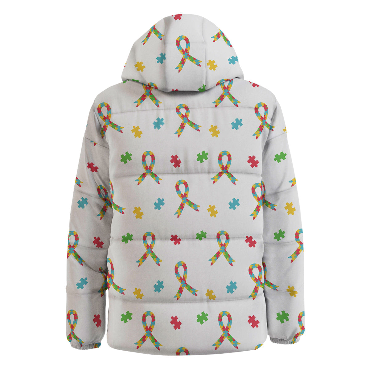 Ribbon Autism Awareness Print Pattern Down Jacket-grizzshop