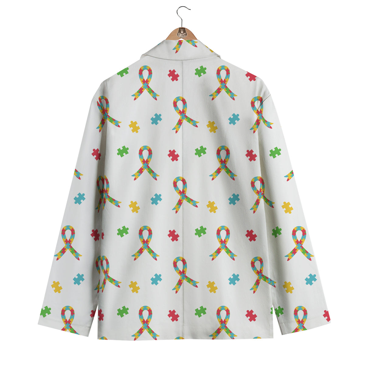 Ribbon Autism Awareness Print Pattern Men's Blazer-grizzshop