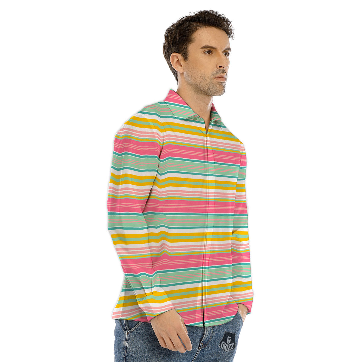 Ribbon Autism Awareness Print Pattern Men's Dress Shirts-grizzshop