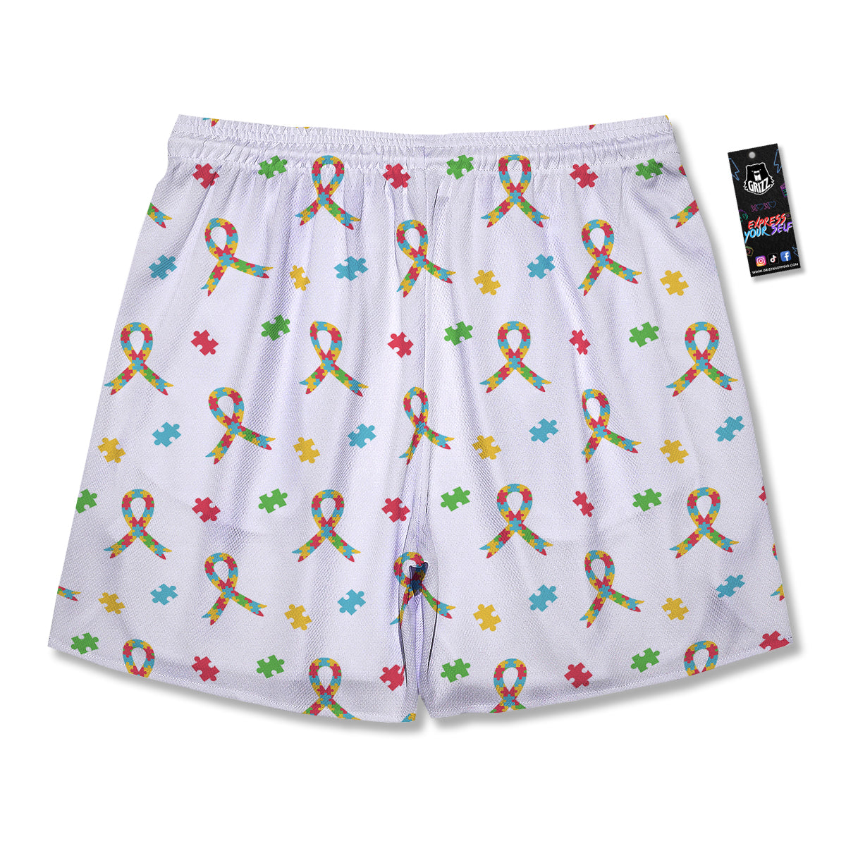 Ribbon Autism Awareness Print Pattern Men's Running Shorts-grizzshop