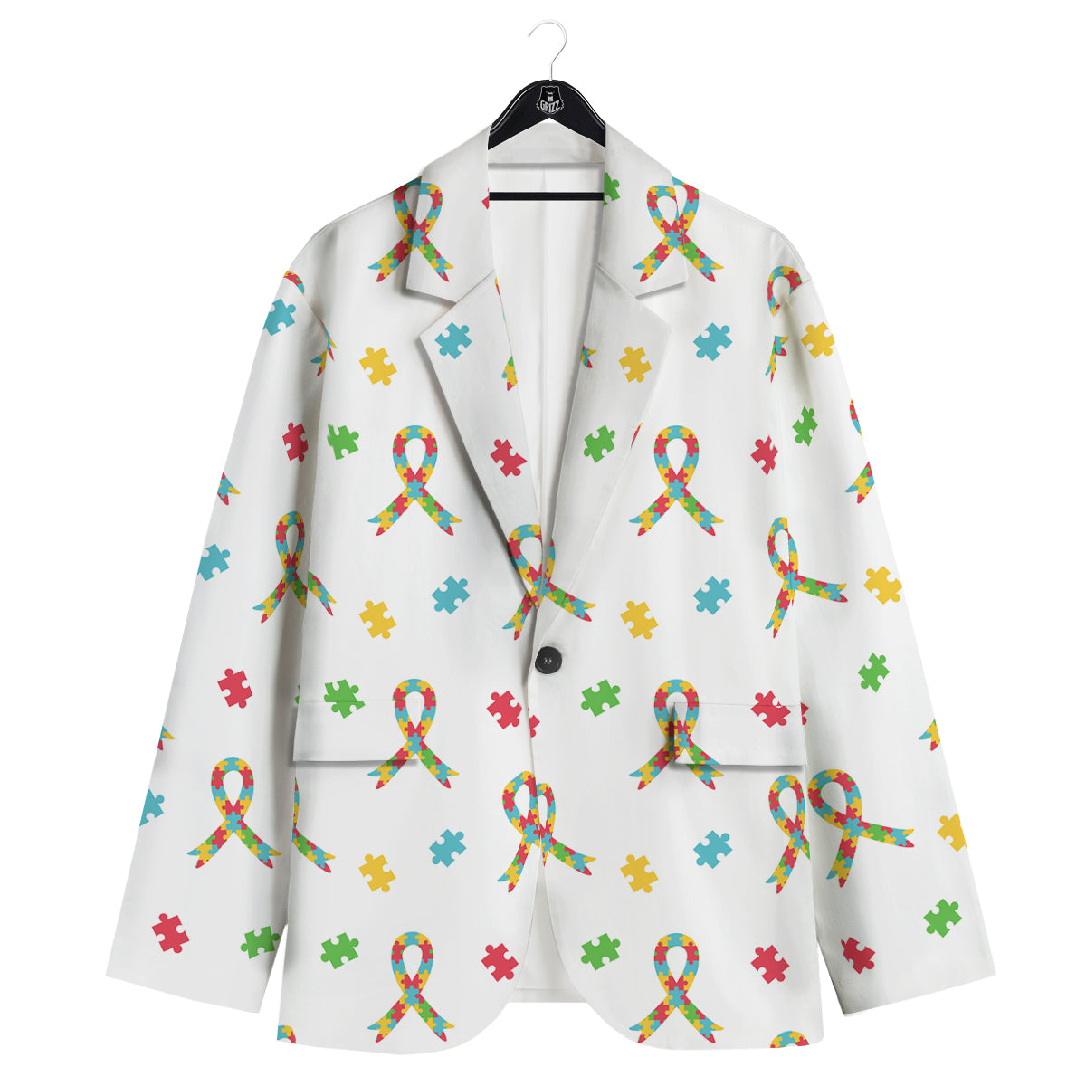 Ribbon Autism Awareness Print Pattern Men's Sport Coat-grizzshop