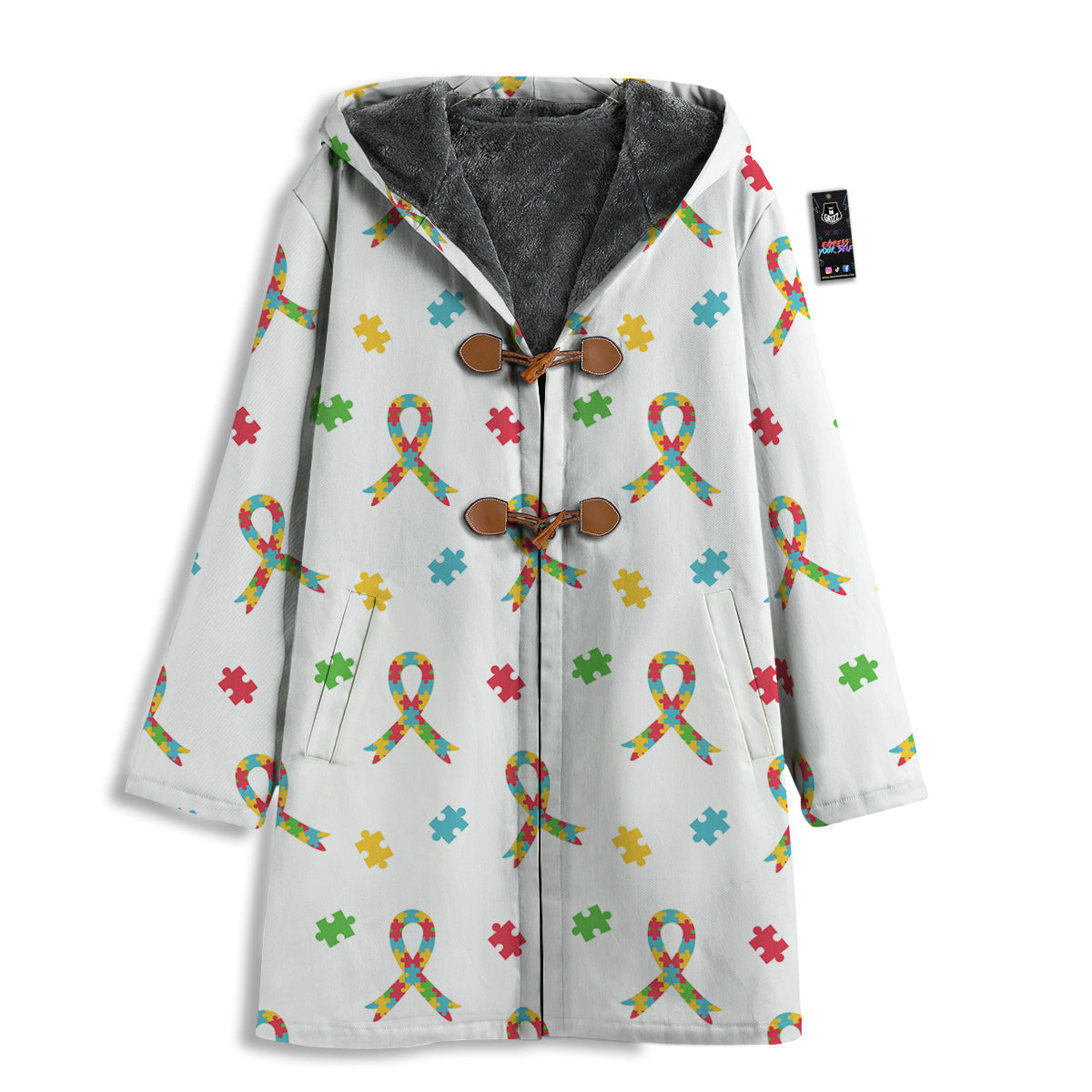 Ribbon Autism Awareness Print Pattern Men's Windbreaker Jacket-grizzshop