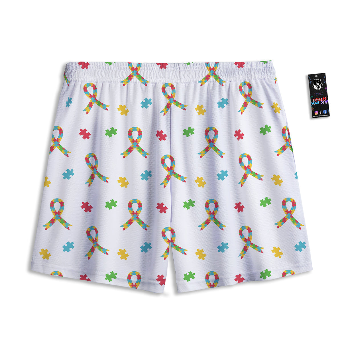 Red Green And White Argyle Print Pattern Mesh Shorts
