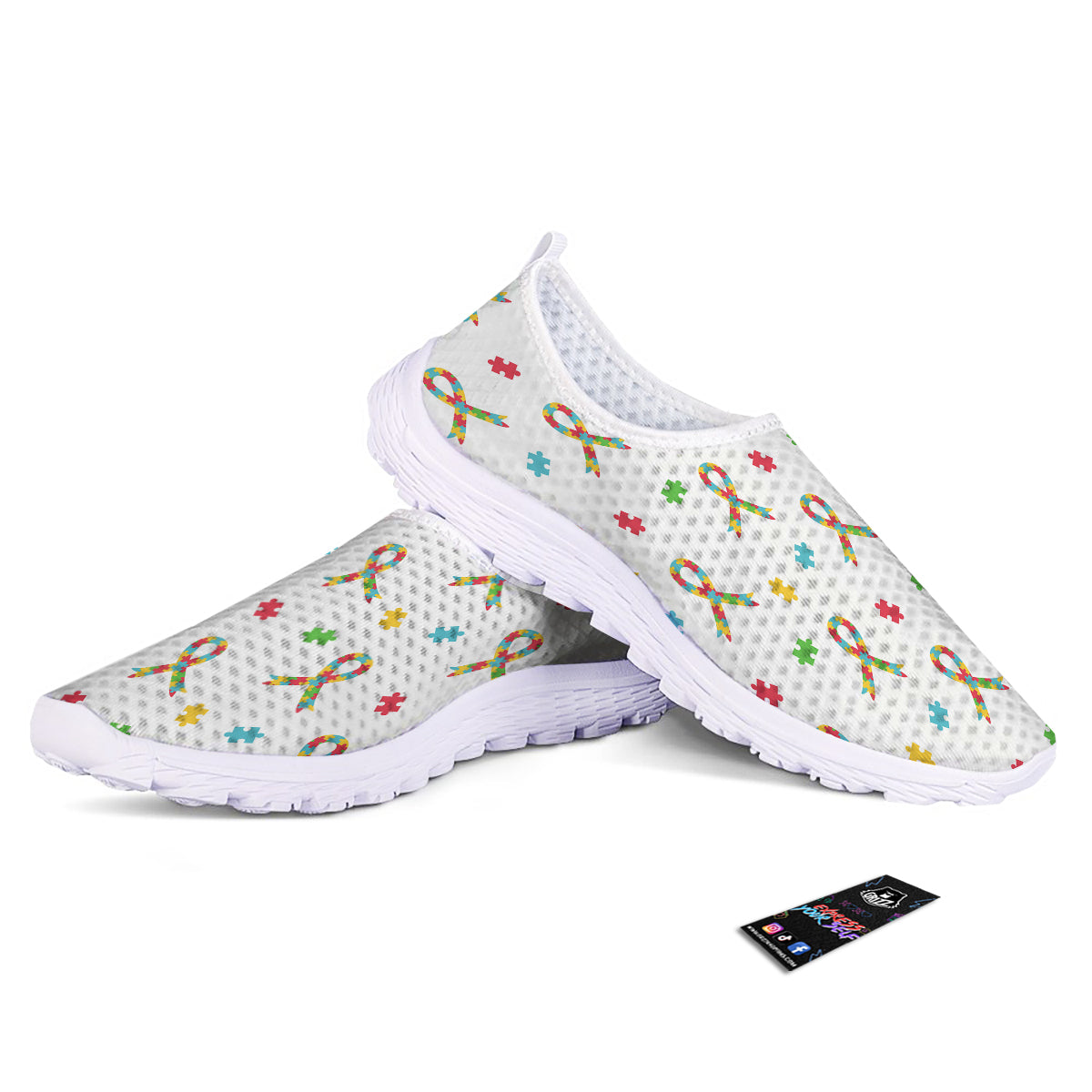Ribbon Autism Awareness Print Pattern Nurse Shoes-grizzshop