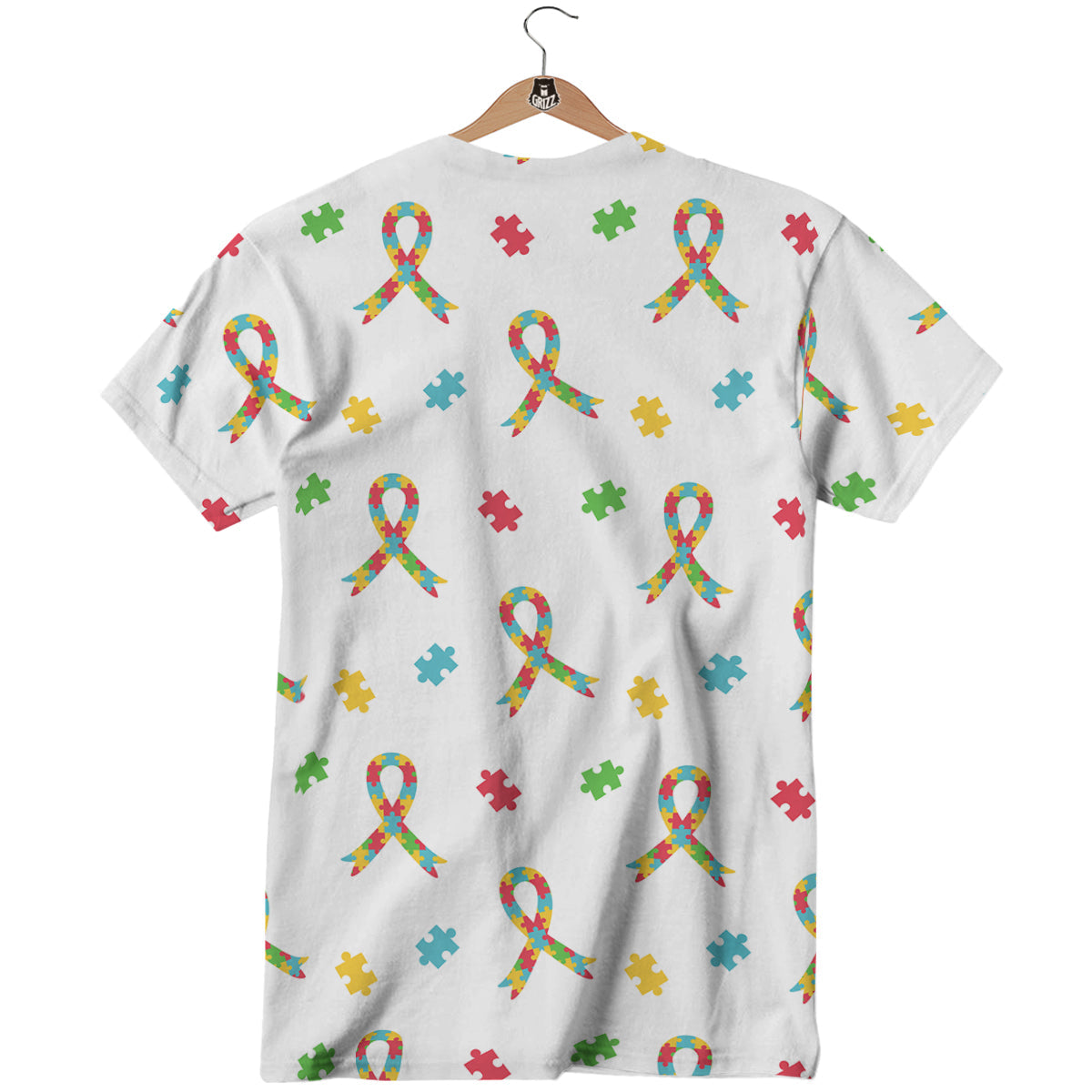 Ribbon Autism Awareness Print Pattern T-Shirt-grizzshop